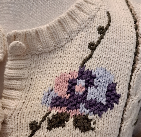 Vintage David Loren Embroidered Grandma Sweater  Size L - Picture 3 of 5